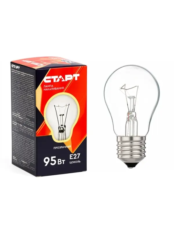 Лампа накаливания СТАРТ, Б, Е27, 95Вт, 230В
