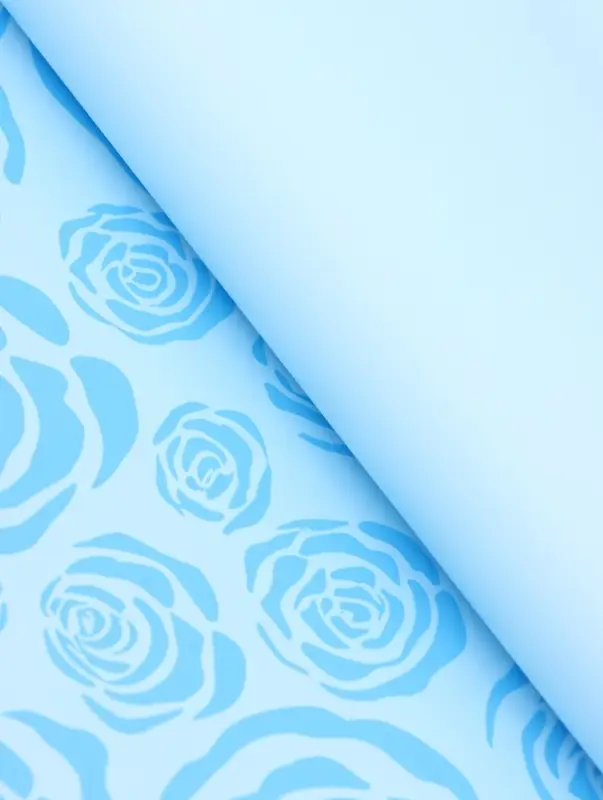 Пленка флористическая для цветов, &laquo;Цветы&raquo;, голубая, 57&times;57 см