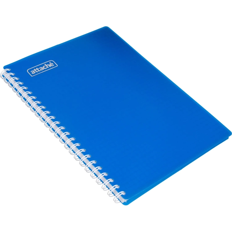 Бизнес-тетрадь А5-,96л,гребень,обл.пластик,клетка, Attache Plastic, синий