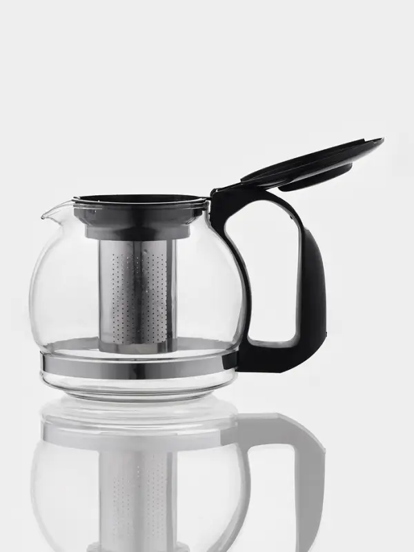 Заварочный чайник Доляна &laquo;Иллюзия&raquo;, 1.25 л, с металлическим ситом, стекло, чёрный