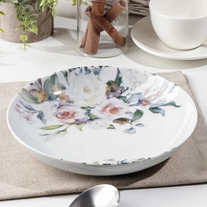 Тарелка фарфоровая глубокая «Верона», 700 мл, d=20,5 см, белая