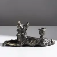 Подсвечник на 1 свечу &laquo;Шарж. Овчарка&raquo;, полистоун, под бронзу, 28&times;10.8&times;13 см