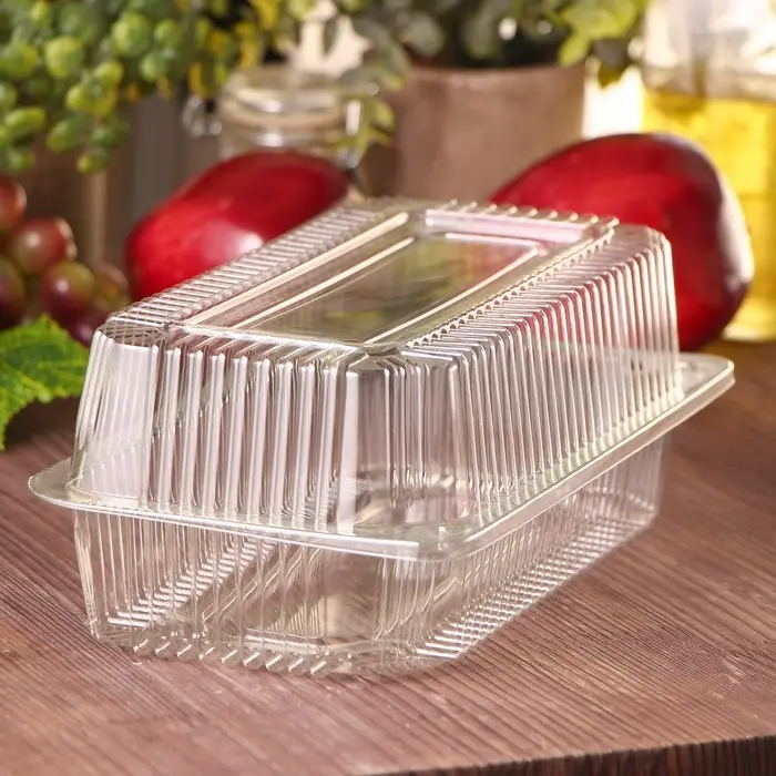 Контейнер одноразовый с неразъёмной крышкой ПР-К-27 «А», пластик, 24×12.9×8.9 см, внутр. 21.3×9.9×7.8 см, прозрачный