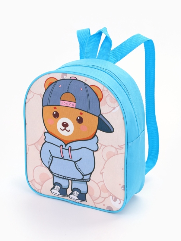 Рюкзак детский 22*8,5*25,5, отд на молнии, медведь голубой