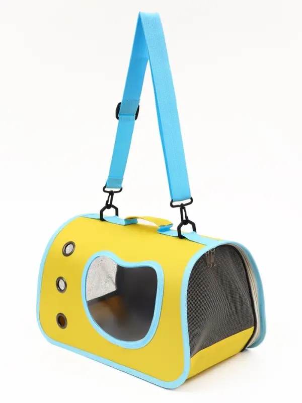 Сумка - переноска каркасная &laquo;Кошачий вид&raquo;, 41&times;27&times;25 см, жёлтая, бирюзовая