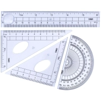 Набор чертежный Deli E9597 малый: лин 15см,угольн 10 и 7см,трансп 8см,прозр