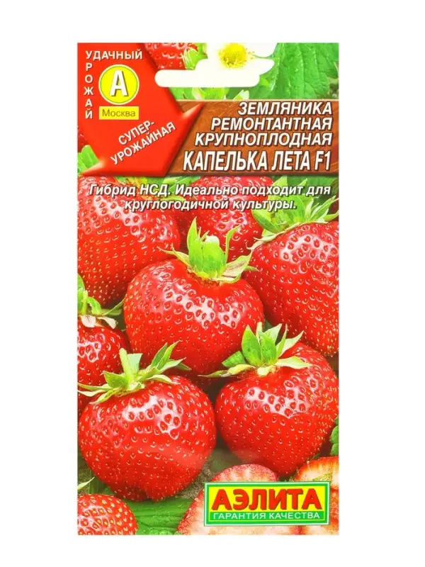 Семена Земляника &laquo;Капелька лета&raquo;, F1, &laquo;Агрофирма АЭЛИТА&raquo;, ремонтантная, крупноплодная, 10 шт.