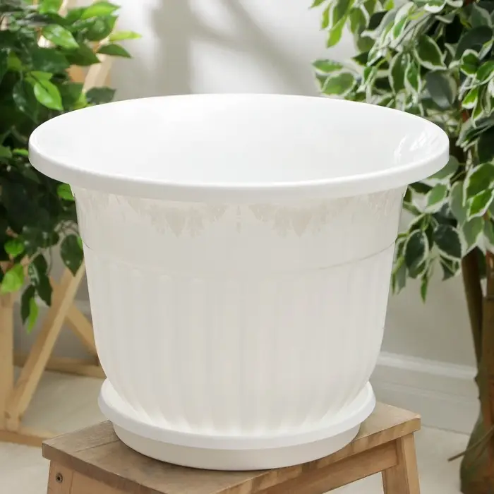 Горшок для цветов с поддоном &laquo;Лозанна&raquo;, 25 л, пластиковый, белый