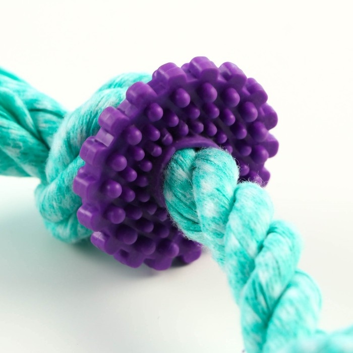 Игрушка жевательная Игрушка жевательная "Шестерёнка на канате", до 20 см, бирюзовая