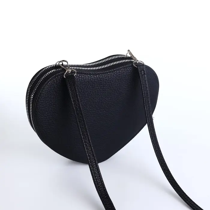 Сумка женская кросс-боди на молнии, в форме сердца, 20&times;5&times;16 см, чёрная