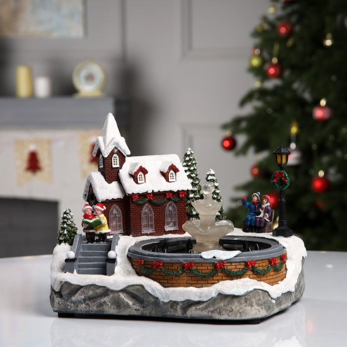 Светодиодная фигура «Новогодний фонтан» 23 × 18 × 13 см, полистоун, батарейки ААх3 (не в комплекте), USB, свечение тёплое белое Светодиодная фигура «Новогодний фонтан» 23 × 18 × 13 см, полистоун, батарейки ААх3 (не в комплекте), USB, свечение тёплое белое