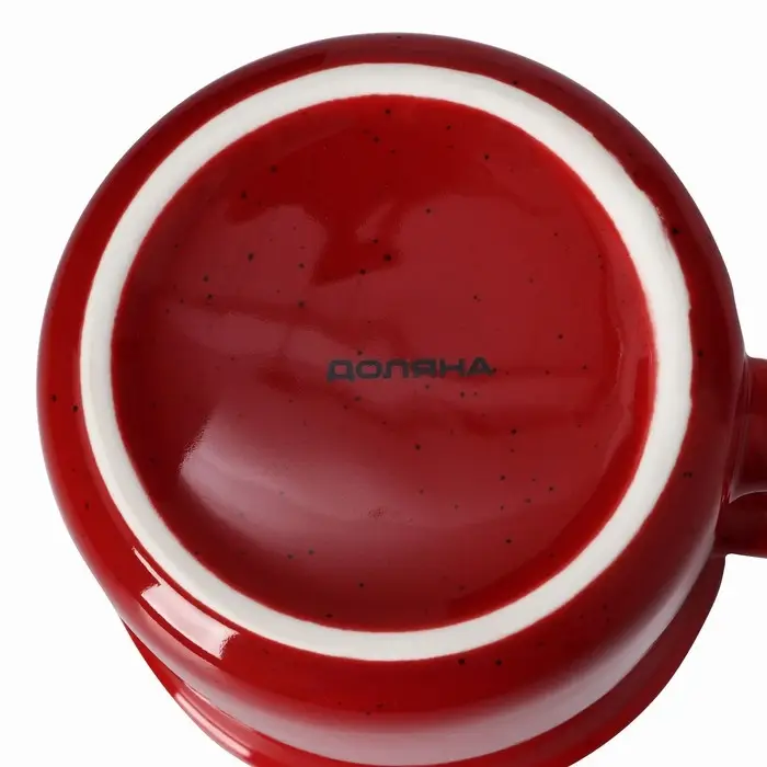 Кружка Доляна «Новогоднее настроение», 380 мл, фарфор, красная Кружка Доляна «Новогоднее настроение», 380 мл, фарфор, красная