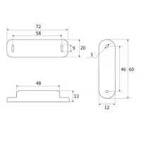 Магнит мебельный M003W, 72&times;13, большой, белый