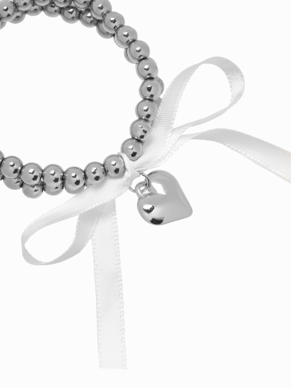 Браслет жемчуг «Сердеко» на резинке, бантик, цвет белый в серебре Браслет жемчуг «Сердеко» на резинке, бантик, цвет белый в серебре
