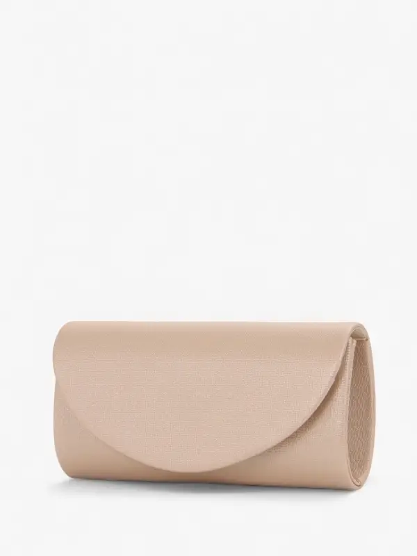 Сумка-клатч вечерняя на магните, на серебристой цепочке, бежевая