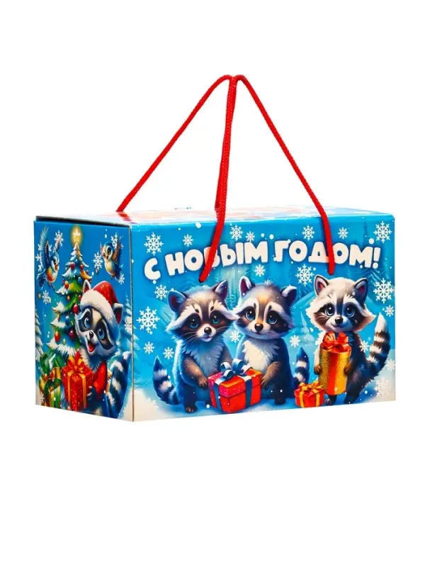 Подарок в картонной упаковке МГК Посылка "Еноты и друзья" с анимацией 1000гр