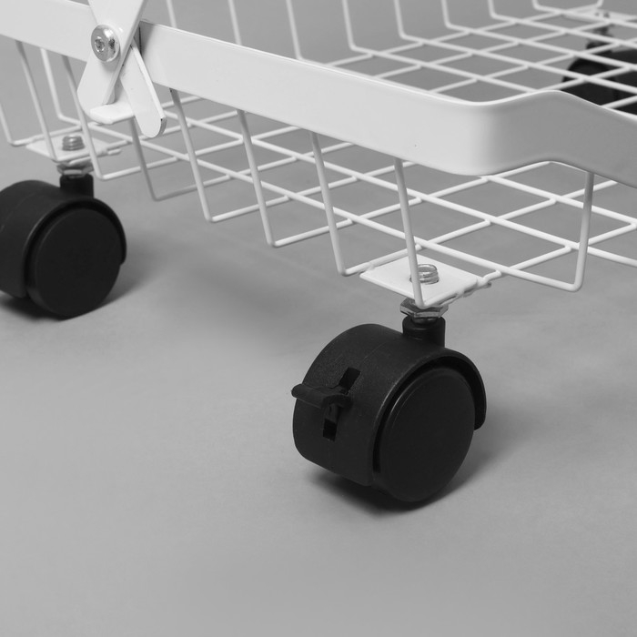 Накопитель складной на колесах, 3 полки, 35,3×27,3×53,3 см, цвет белый Накопитель складной на колесах, 3 полки, 35,3×27,3×53,3 см, цвет белый