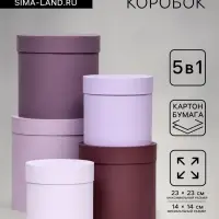 Набор шляпных подарочных коробок 5 в 1, Лаванда, 23&times;23-14&times;14 см