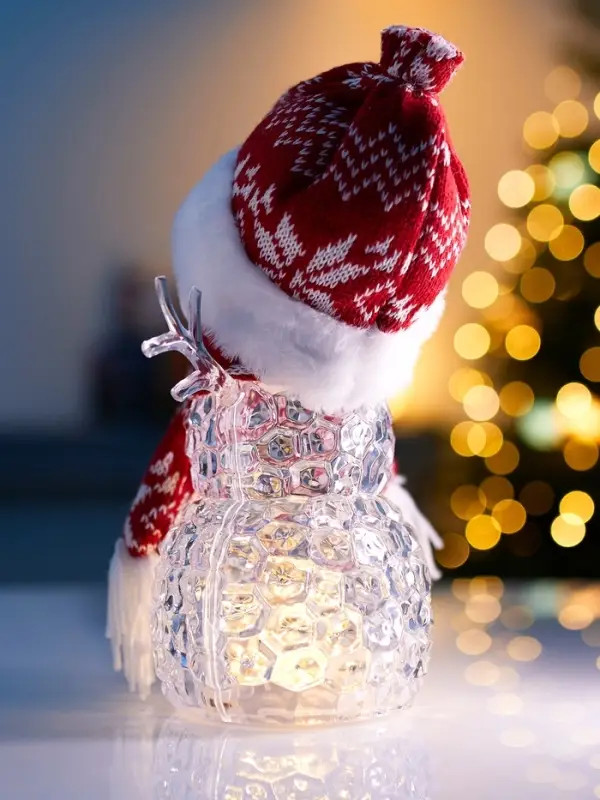 Фигура «Снеговик в красном» 28 см, 1 LED, от батареек ААА×3, свечение тёплое белое