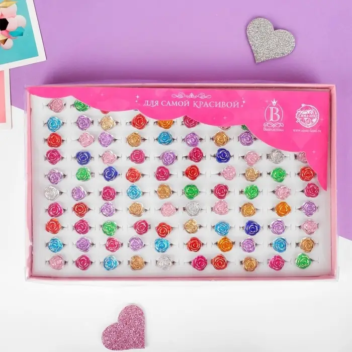 Кольцо детское Выбражулька «Розочка», МИКС, безразмерное Кольцо детское Выбражулька «Розочка», МИКС, безразмерное