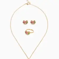 Набор детский &laquo;Выбражулька. Котик&raquo;, 3 предмета: кулон, кольцо, серьги, разноцветный в золоте