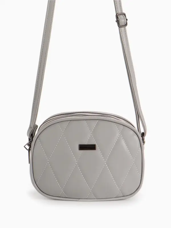 Сумка женская кросс-боди на молнии, 19&times;7&times;15 см, со стёжкой, серая