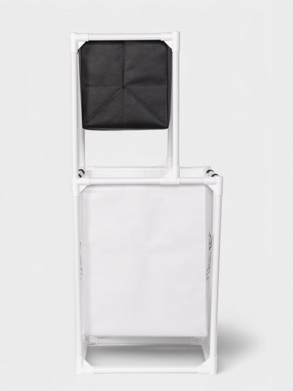 Корзина для белья складная 28х39х95 см, цвет черный, белый Корзина для белья складная 28х39х95 см, цвет черный, белый