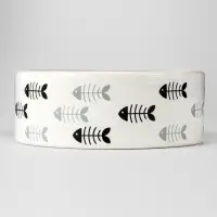 Миска &laquo;Рыбные косточки&raquo;, 300 мл, 12.5&times;4.5 см, керамика, серая, белая