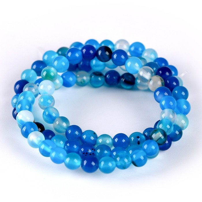 Бусины из натурального камня «Голубой агат» набор 90 шт., размер 1 шт. — 4 мм Бусины из натурального камня «Голубой агат» набор 90 шт., размер 1 шт. — 4 мм