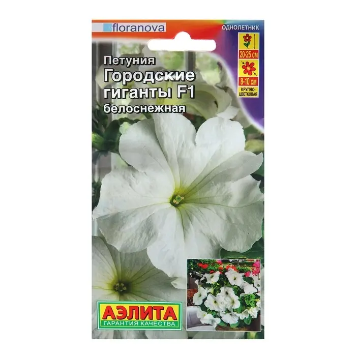 Семена Петуния Городские гиганты F1 белоснежная   Одн (драже в пробирке) Ц/П 7шт
