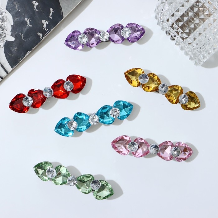 Заколка-автомат для волос Заколка-автомат для волос "Грани" сердечки, 8 см, микс