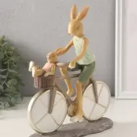 Фигурка полистоун &laquo;Зайки. Папа с сыном на велосипеде&raquo;, 18&times;7.5&times;22 см