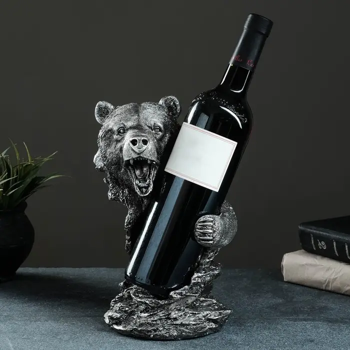 Подставка для бутылки &laquo;Медведь&raquo;, 25&times;14&times;15 см, сталь