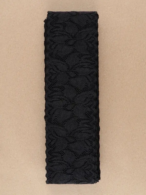 Кружево эластичное, 58&plusmn;2 мм, 10&plusmn;1 м, чёрное