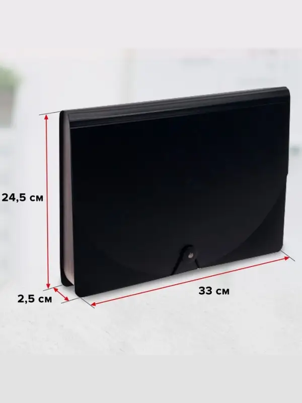 Папка для бумаги А4 на резинке пластиковая Calligrata, 12 отделений, черная Папка для бумаги А4 на резинке пластиковая Calligrata, 12 отделений, черная