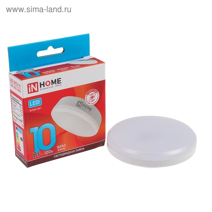 Лампа светодиодная IN HOME LED-GX53-VC, GX53, 10 Вт, 230 В, 4000 К, 950 Лм Лампа светодиодная IN HOME LED-GX53-VC, GX53, 10 Вт, 230 В, 4000 К, 950 Лм