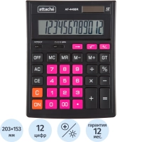 Калькулятор настольный ПОЛНОРАЗМ Attache AF-446BR,12р,дв.п,ч/роз,203x153x48