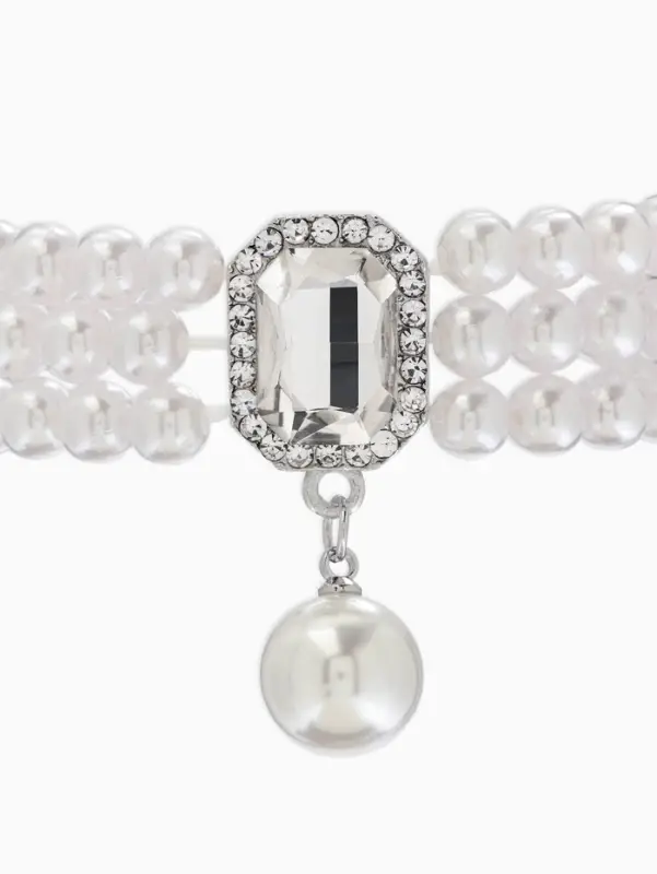 Набор 3 пред-та: серьги,колье.браслет "Императрица жемчуга", цвет белый в серебре