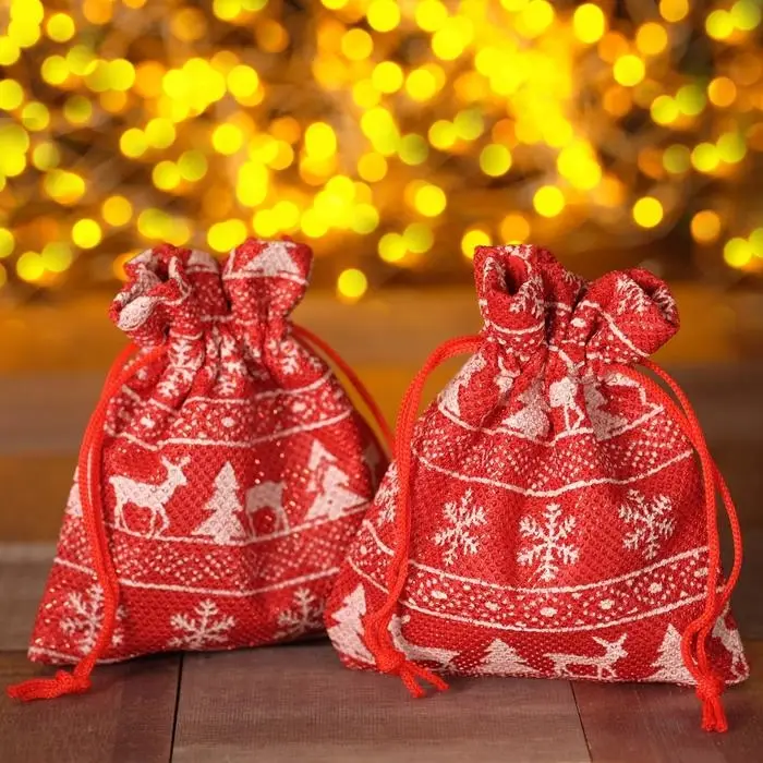 Мешочек новогодний Мешочек новогодний "Орнамент", 10*12см, цвет красно-белый