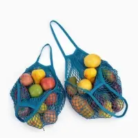 Набор 2 шт.: сумка-авоська плетёная, клетка 1.5 см, синяя