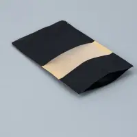 Пакет Zip-lock Крафт с прямоугольным окном, черный,12&times;20&times;4 см