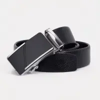 Ремень мужской длинный, длина 125 см, ширина 3.5 см, пряжка автомат, чёрный