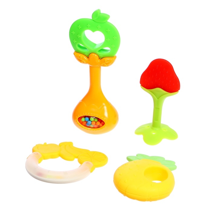 Набор погремушек с прорезывателем для зубов «Фруктики. Яблоко», 4 шт Набор погремушек с прорезывателем для зубов «Фруктики. Яблоко», 4 шт