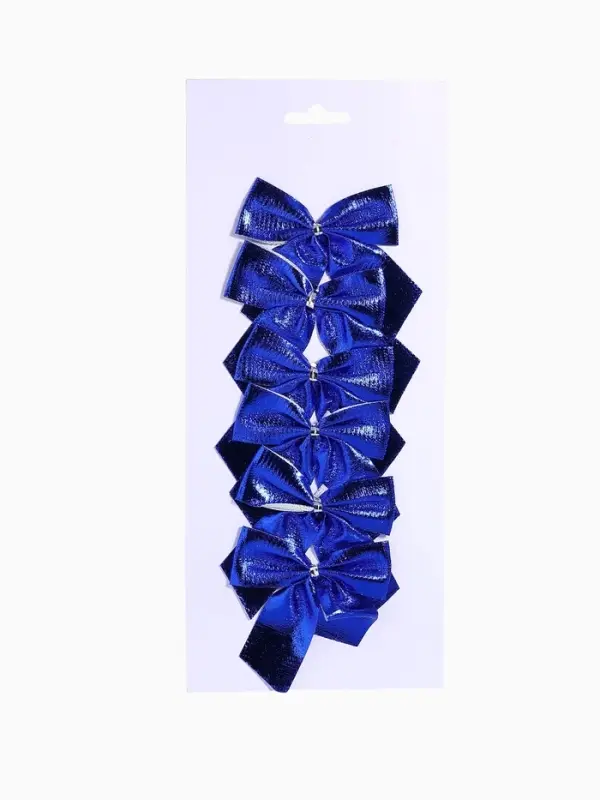 Ёлочные игрушки 6 шт. &laquo;Зимнее волшебство. Бантик неон&raquo; пластик, 8&times;7 см, синий