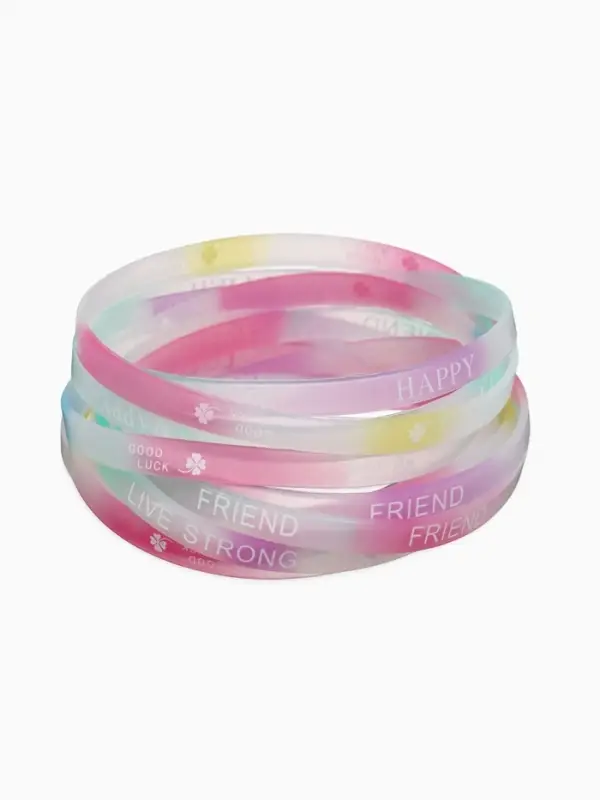 Силиконовый браслет &laquo;Светящийся&raquo;, радость, набор 10 шт. цвет МИКС, 6 см