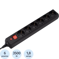 Сетевой фильтр Buro 600SH-16-1.8-B 1.8м (6 розеток) черный (коробка)