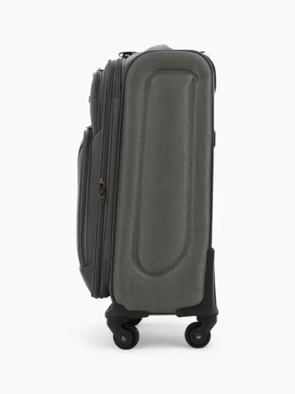 Чемодан 20 Чемодан 20", Текст, 37*23*54, отд на молнии, 2 нар/карм, увелич, код замок, 4 колеса, серый 108759