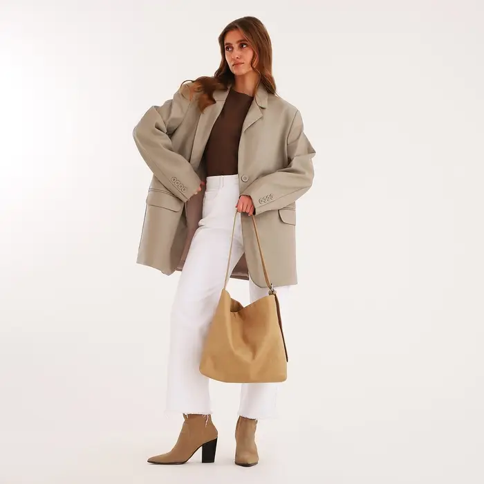 Сумка - мешок женская на магните, 31&times;8.5&times;30 см, бежевая