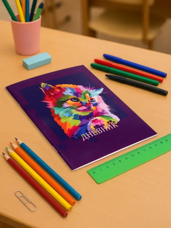 Дневник в мягкой обложке, для 1-11 классов, 40 листов, Calligrata &laquo;Котенок. Арт&raquo;