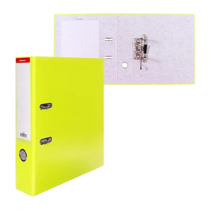 Папка&ndash;регистратор А4, корешок 70 мм, ErichKrause Neon, с арочным механизмом, неоновая, жёлтая, до 450 листов